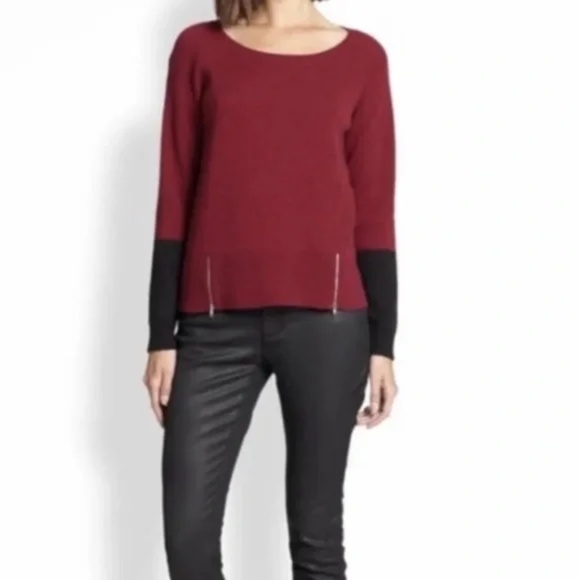 Eileen Fisher Yak Merino Wool Sweater Zipper Detail Colorblock Sleeve Size XS - Picture 10 of 10